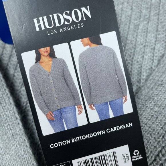 Hudson Cotton Buttondown Cardigan Large Gray Lightweight Stylish NWT 6520 - Picture 4 of 8